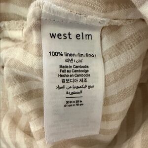 West Elm Striped Beige & White Queen linen sheet set w/ 2 standard pillow cases